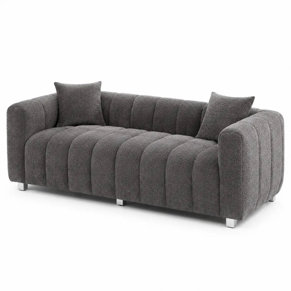 Sof¨¢ de 3 plazas de tela de chenilla gris c