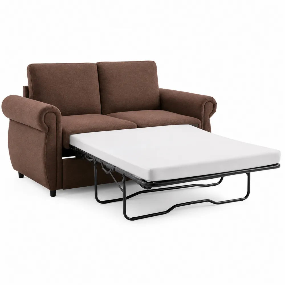 Sof¨¢ cama de tela marr¨®n con colch¨®n