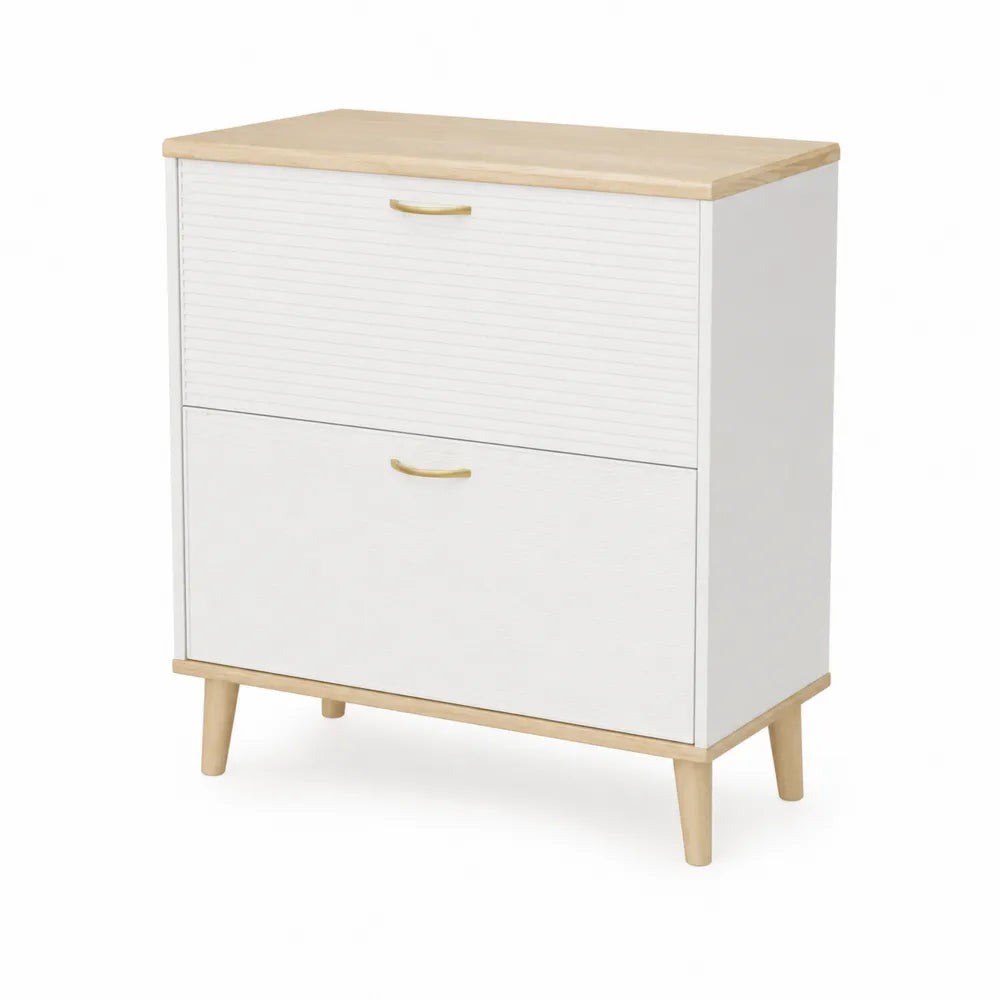 Armario zapatero de madera MDF blanco con 2 puertas 8