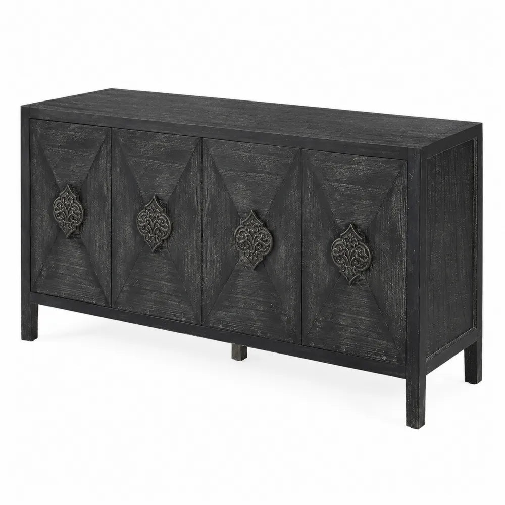 Aparador de Madera con Decoraci¨®n de Hierro Fundido Negro 15