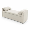 Banco tapizado de poliuretano beige con almacenamiento