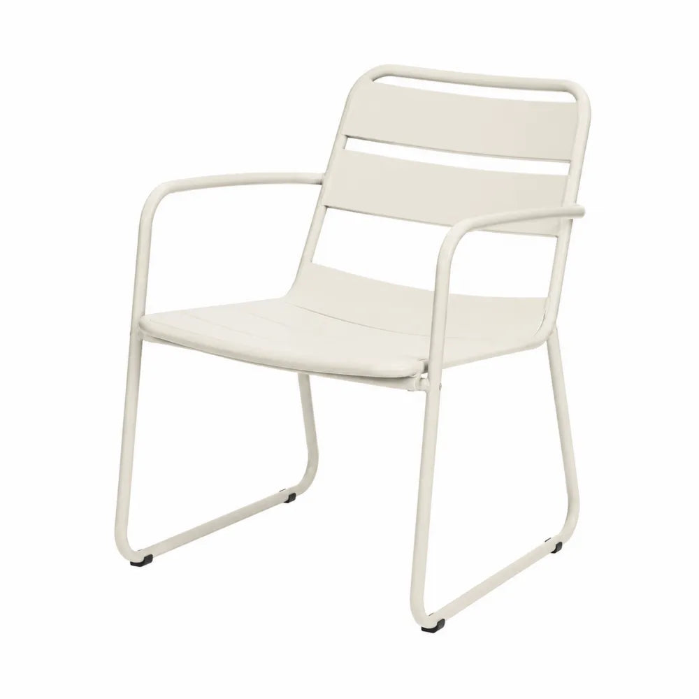 Silla de metal para exterior beige 5