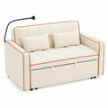 Sof¨¢ Cama de Tela Beige y Naranja con Luz LED y Alma
