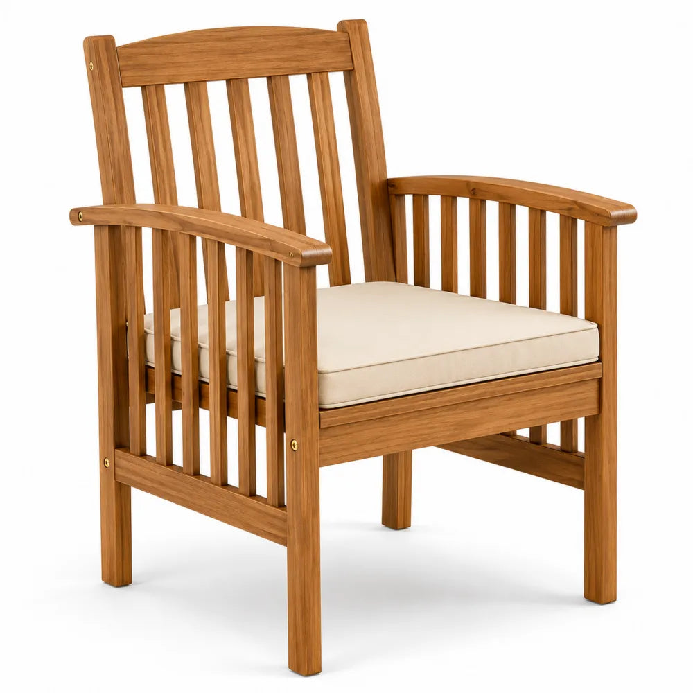 Silla de Madera de Acacia con Coj¨ªn de Poli¨¦