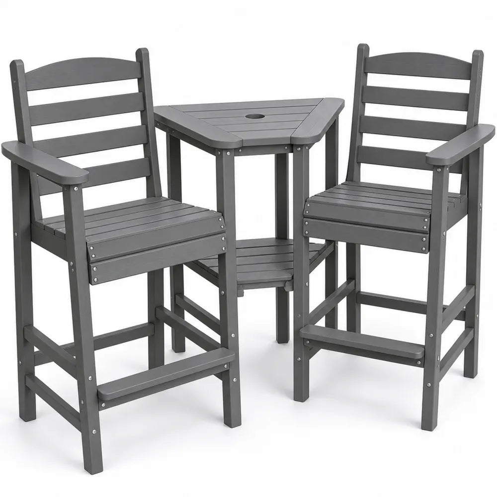 Set de Muebles de Exterior con 2 Sillas y Mesa Triangular