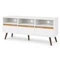 Mueble de TV de MDF y Madera Maciza Blanco 15